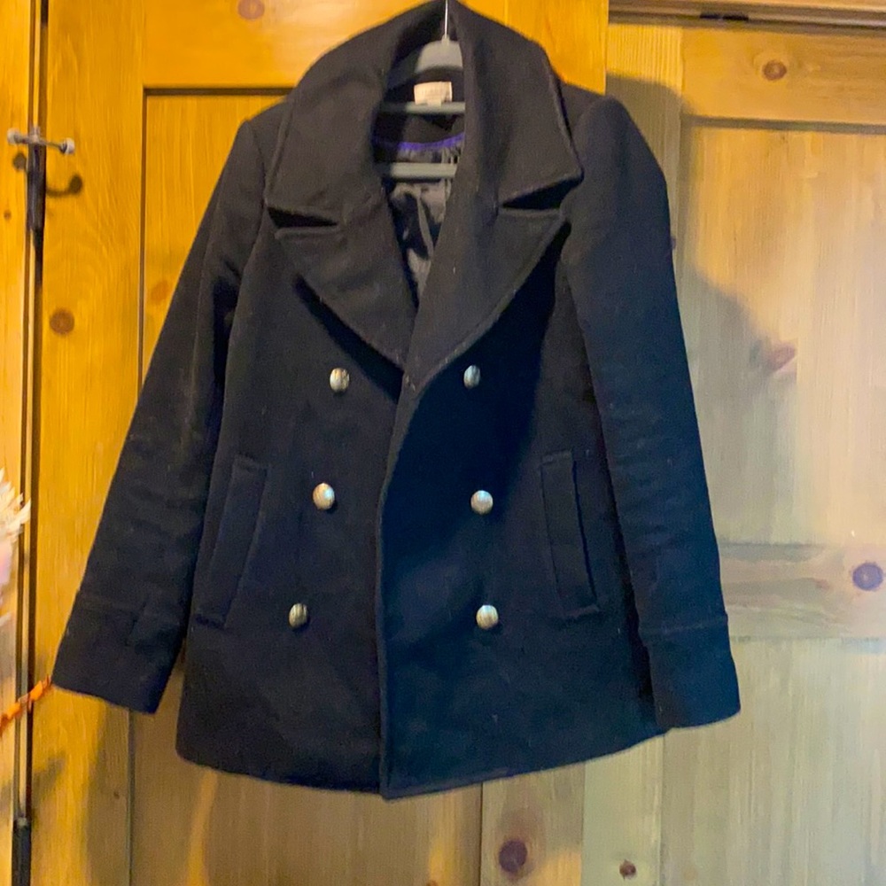 J crew black pea coat size 4